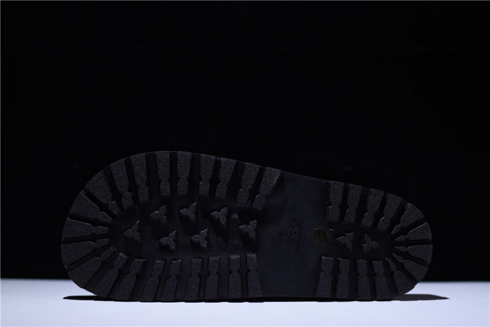 gc leather slide sandal with gg logo mens